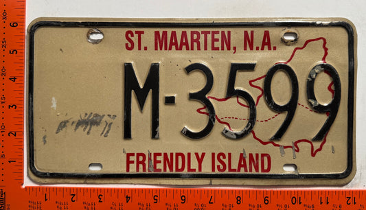 1993 base St Maarten #M-3599 Passenger License Plate