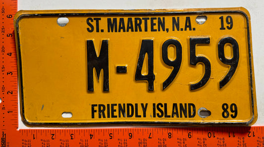 1989 St Maarten #M-4959 Passenger License Plate