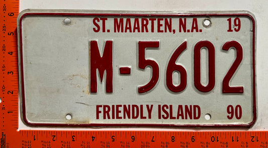 1990 St Maarten #M-5602 Passenger License Plate