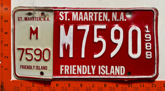 1988 St Maarten #M7590 Passenger License Plate