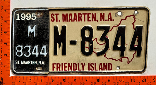 1995 St Maarten #M-8344 Passenger License Plate