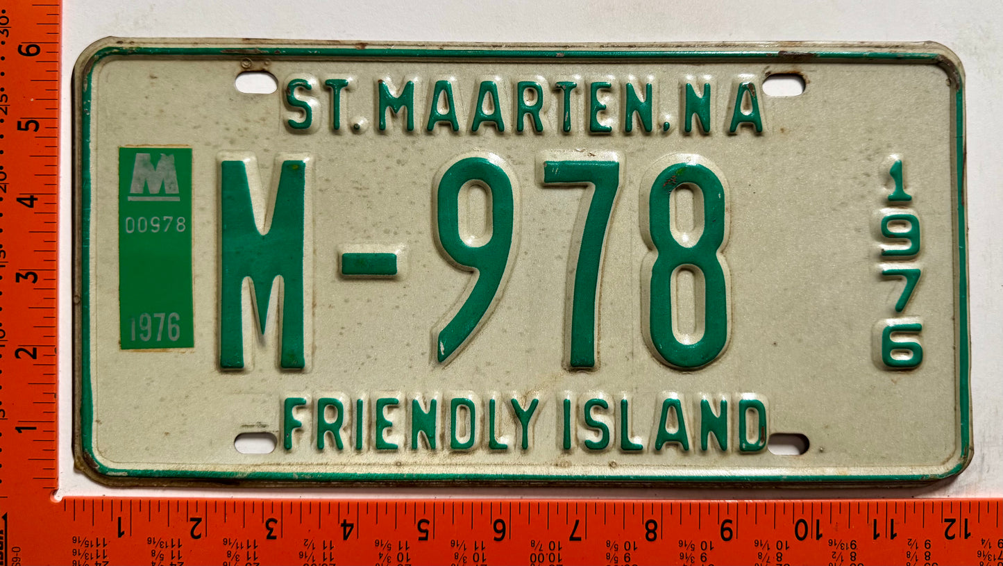 1976 St Maarten #M-978 Passenger License Plate