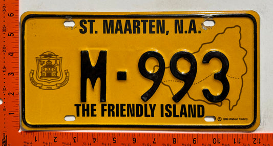 1999 base St Maarten #M-993 Passenger License Plate