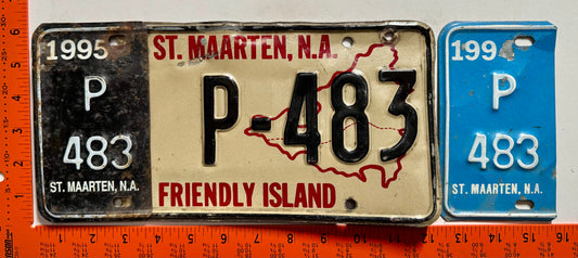 1994/1995 St Maarten #P-483 Passenger License Plate