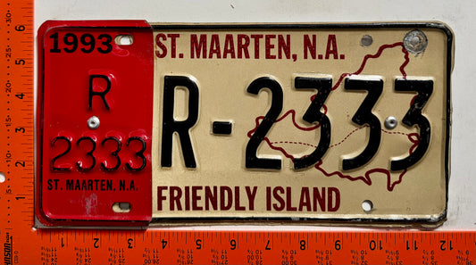 1993 St Maarten #R-2333 Rental License Plate