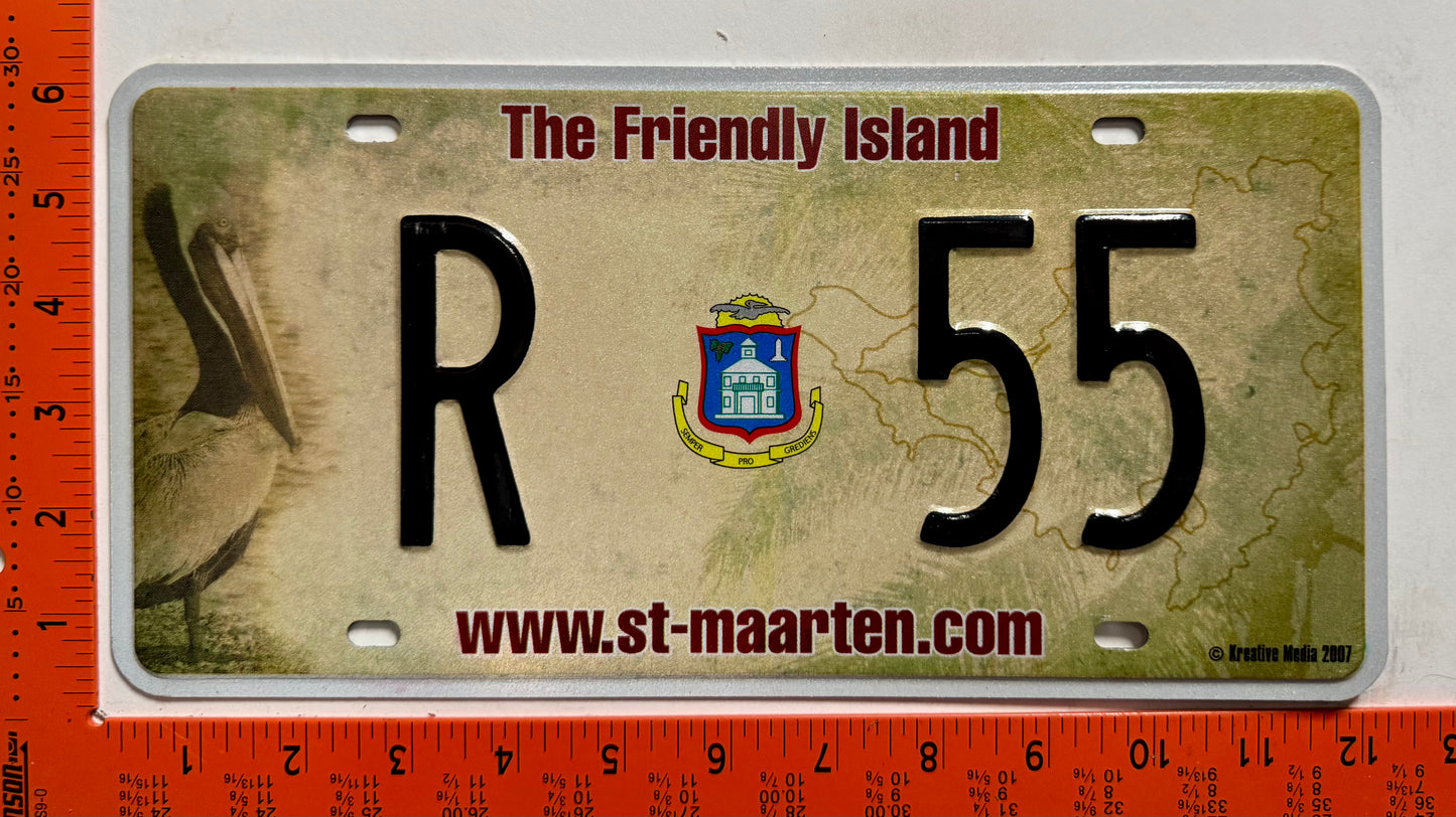 2007 St Maarten #R 55 Rental License Plate