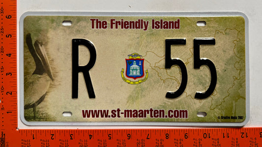 2007 St Maarten #R 55 Rental License Plate
