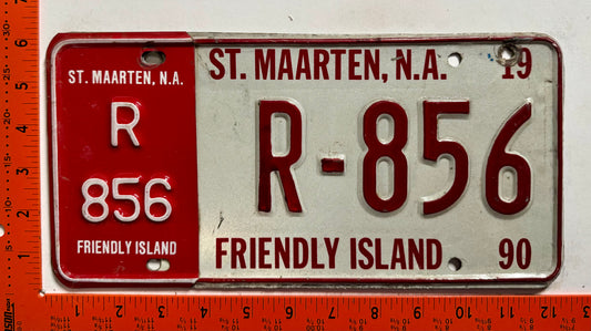 1990 St Maarten #R-856 Rental License Plate