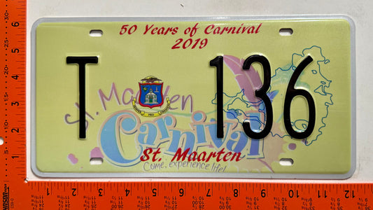 2019 St Maarten #T 136 Tour Bus License Plate