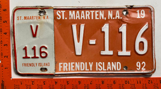 1992 St Maarten #V-116 Commercial License Plate