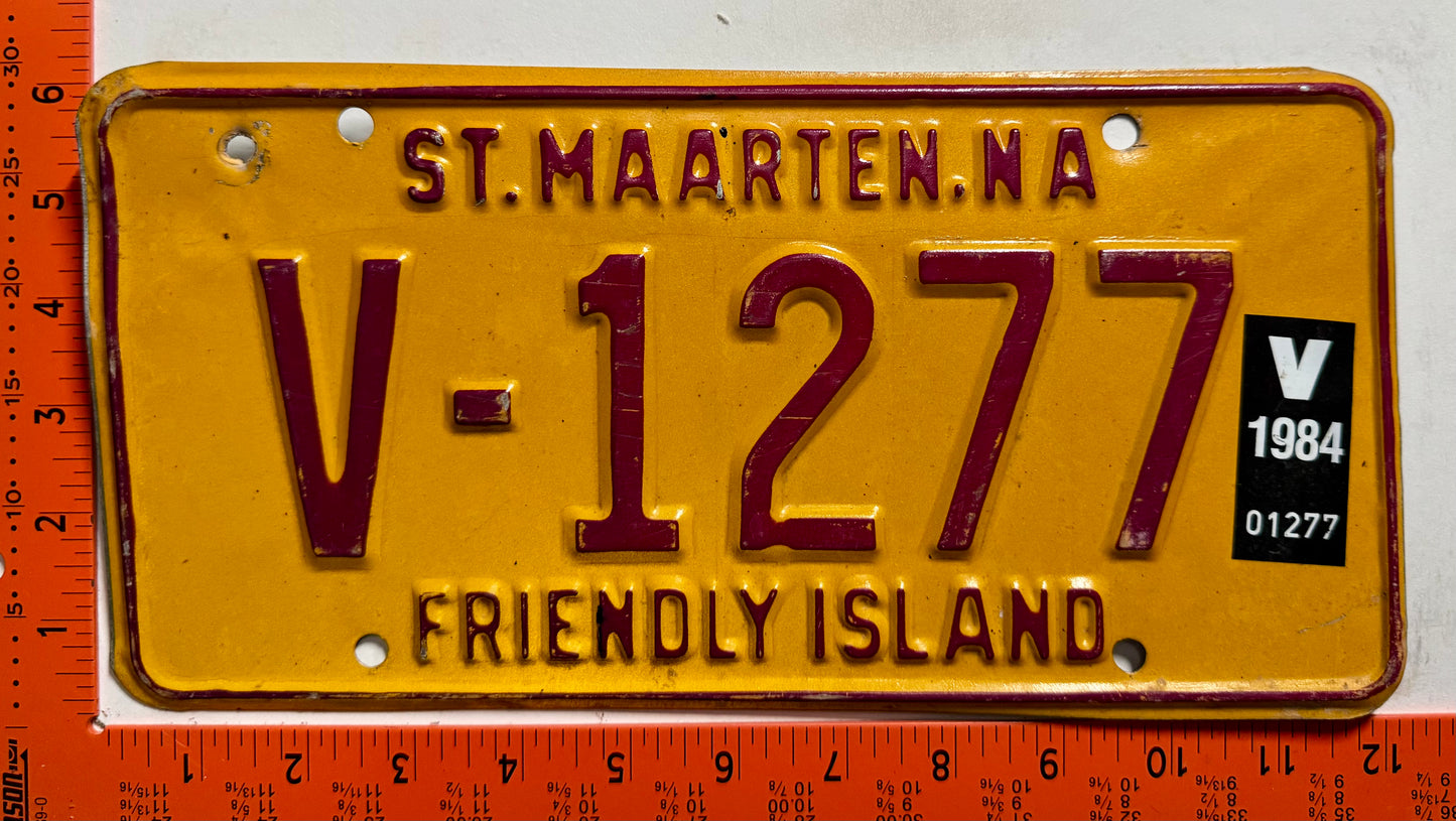 1984 St Maarten #V-1277 Commercial License Plate