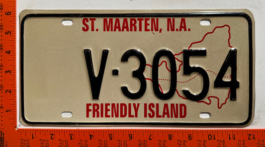 1993 base St Maarten #V-3054 Commercial License Plate