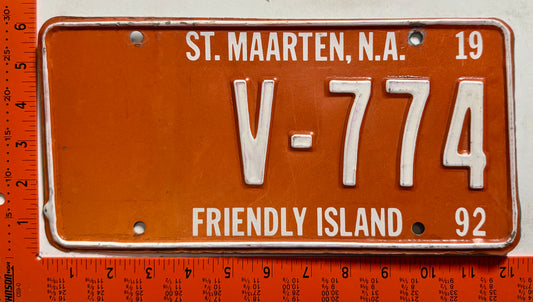 1992 St Maarten #V-774 Commercial License Plate