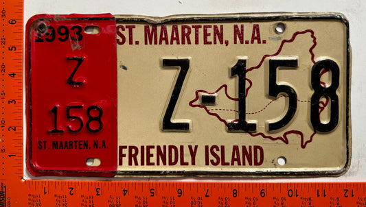 1993 St Maarten #Z-158 Heavy Equipment License Plate