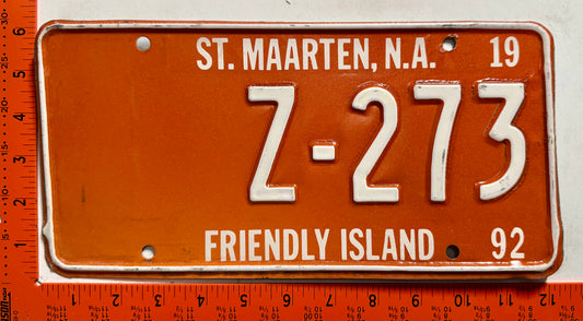 1992 St Maarten #Z-273 Heavy Equipment License Plate