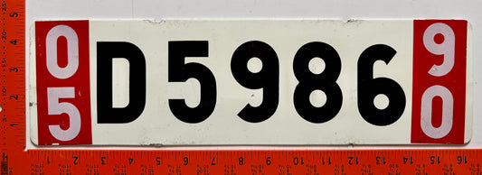 1990 Sweden #D5986 Export License Plate