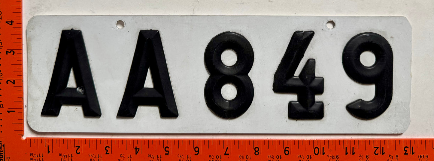 undated Sweden #AA849 Passenger License Plate