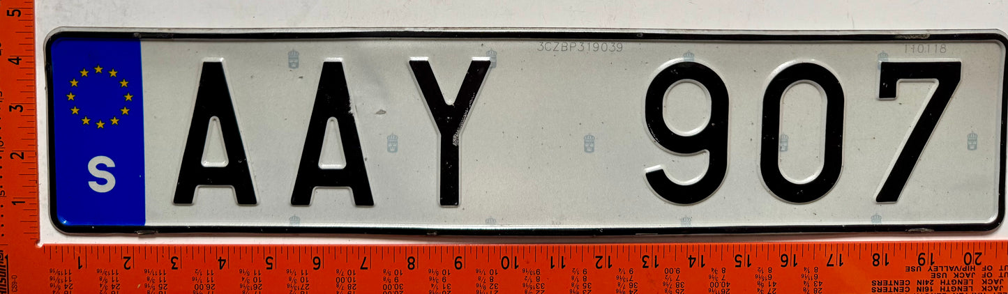 2014 series Sweden #AAY 907 Passenger License Plate