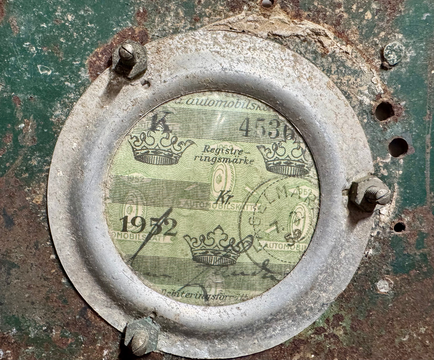 1952 Sweden #L4536 Passenger License Plate