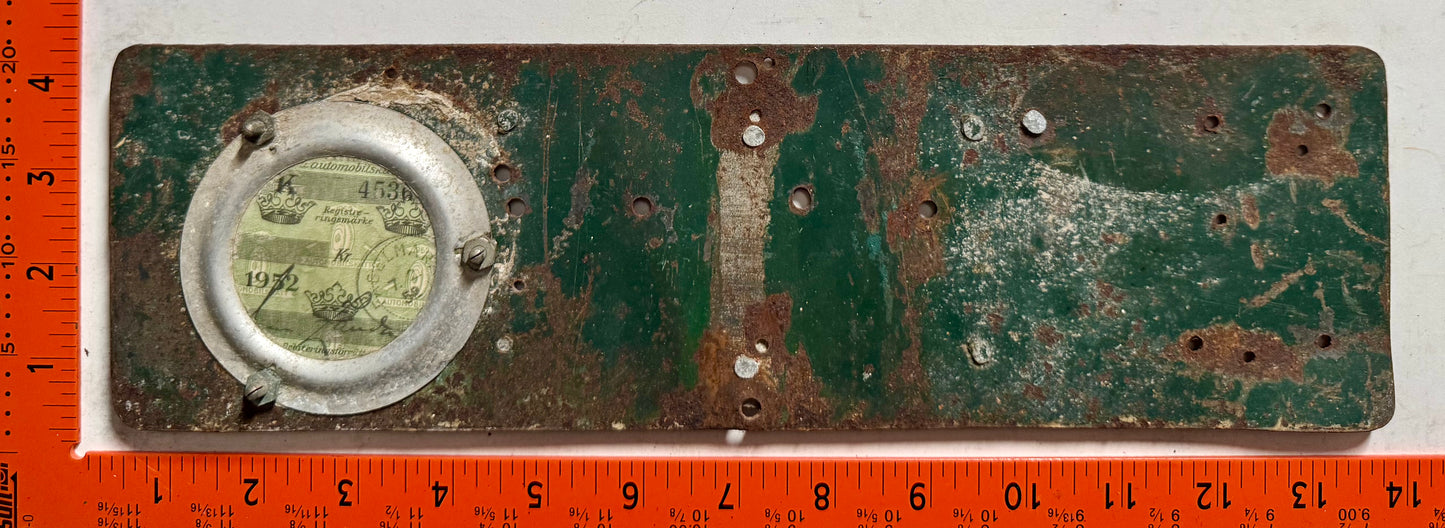 1952 Sweden #L4536 Passenger License Plate