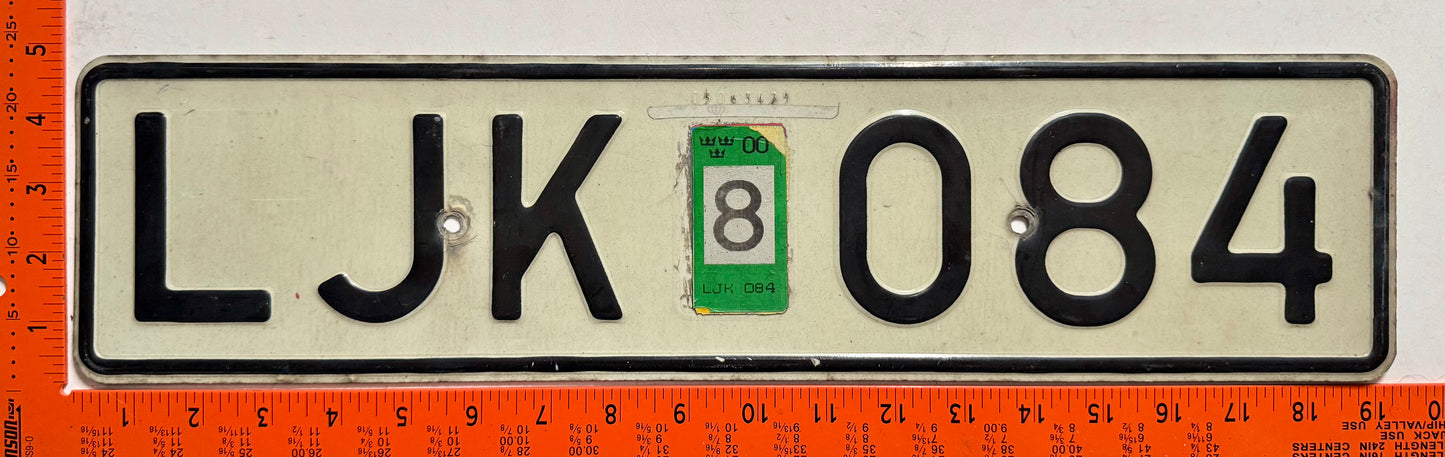 2000 Sweden #LJK 084 Passenger License Plate