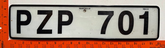 undated Sweden #PZP 701 Passenger License Plate