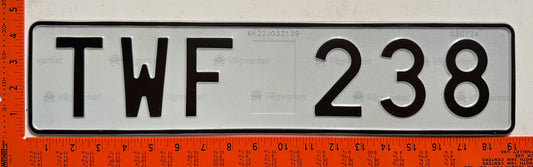undated Sweden #TWF 238 Passenger License Plate