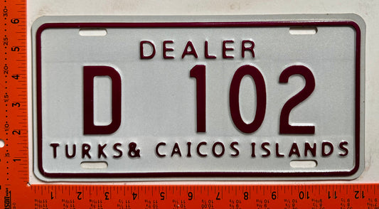 c 2000 Turks & Caicos #D 102 Dealer License Plate