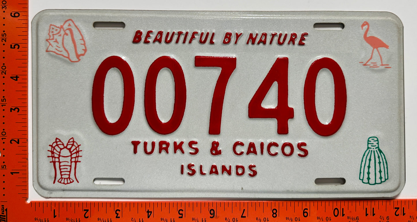 2000 base Turks & Caicos #00740 Passenger License Plate