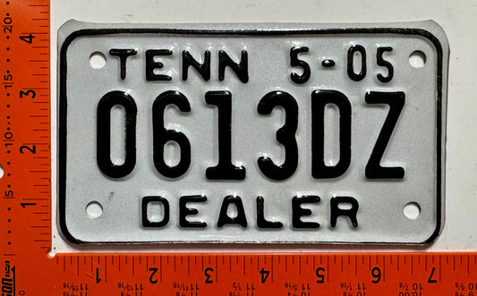 2005 Tennessee #0613DZ Motorcycle Dealer License Plate
