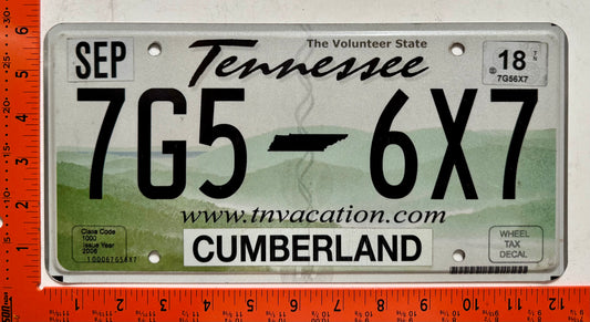 2018 Tennessee #7G5-6X7 Passenger License Plate