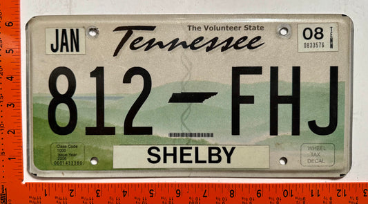 2008 Tennessee #812-FHJ Passenger License Plate