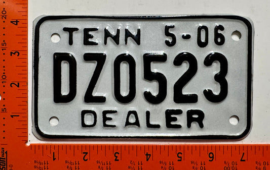 2006 Tennessee #DZ0523 Motorcycle Dealer License Plate