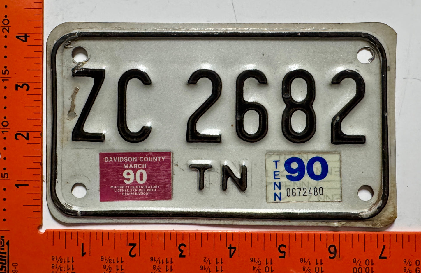 1990 Tennessee #ZC 2682 Motorcycle License Plate