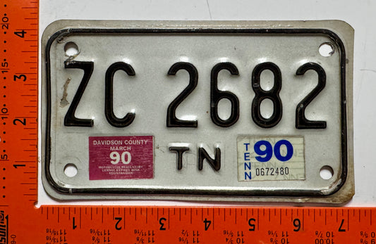 1990 Tennessee #ZC 2682 Motorcycle License Plate