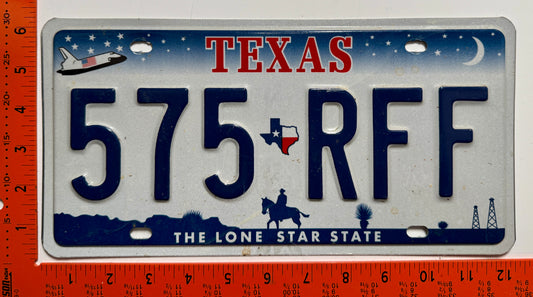 undated Texas #575 RFF Passenger License Plate