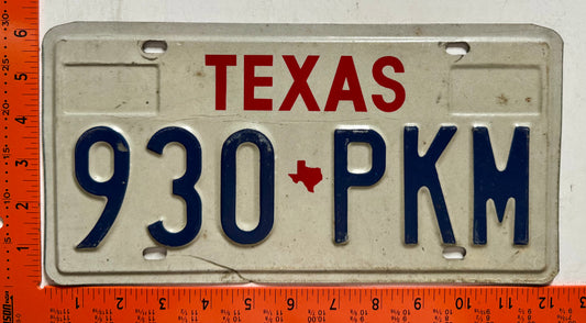undated Texas #930 PKM Passenger License Plate (Crafter)