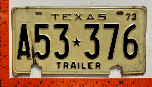 1973 Texas #A53*376 Trailer License Plate (Crafter)