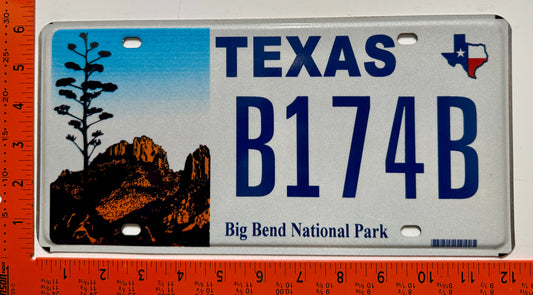 Undated Texas #B174B Big Bend National Park License Plate