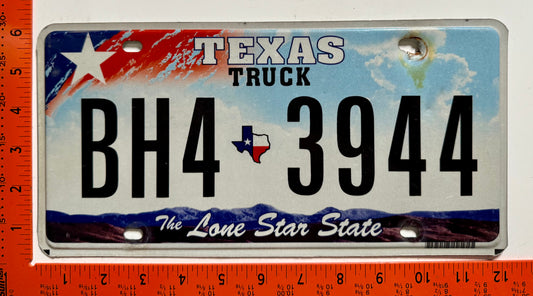 undated Texas #BH4 3944 Truck License Plate