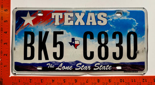 undated Texas #BK5 C830 Passenger License Plate