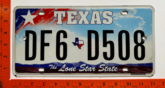 undated Texas #DF6 D508 Passenger License Plate