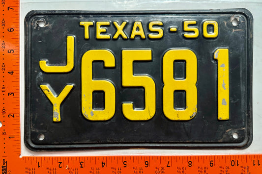 1950 Texas #J/Y 6581 Passenger License Plate