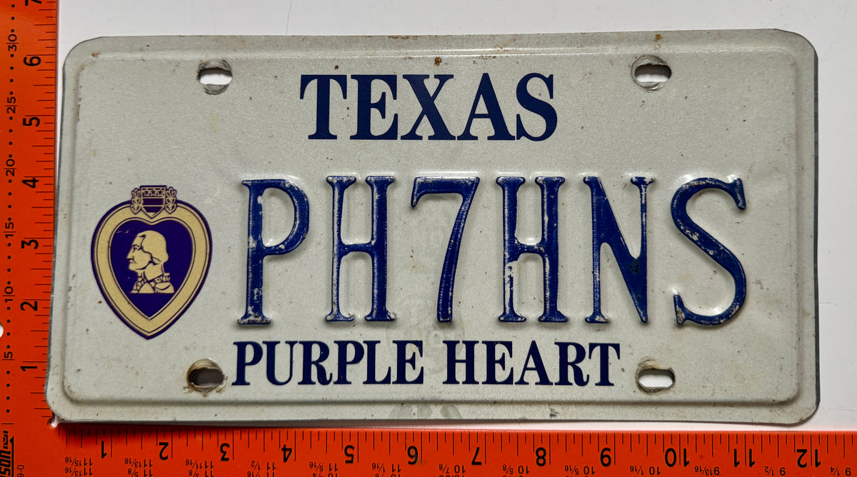 Undated Texas #PH7HNS Purple Heart License Plate
