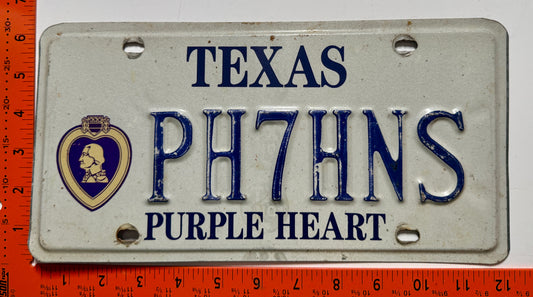 Undated Texas #PH7HNS Purple Heart License Plate