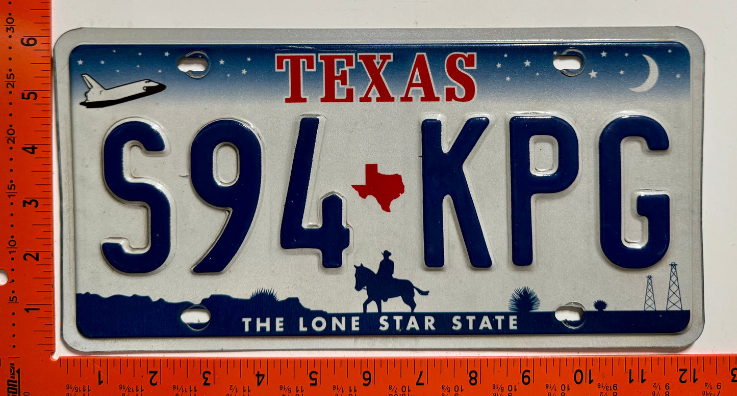 undated Texas #S94 KPG Passenger License Plate