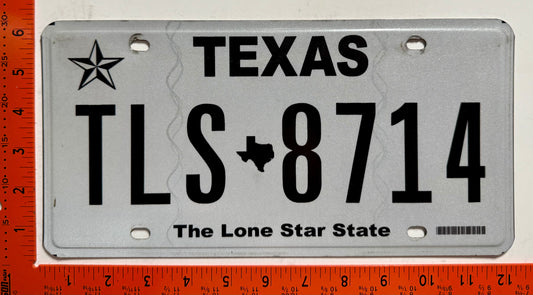undated Texas #TLS 8714 Passenger License Plate