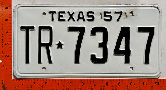1957 Texas #TR*7347 Passenger License Plate