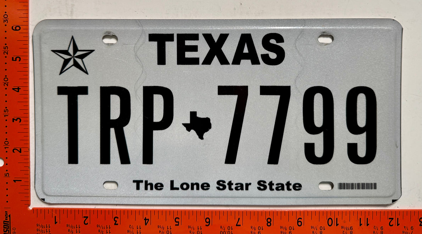 undated Texas #TRP-7799 Passenger License Plate