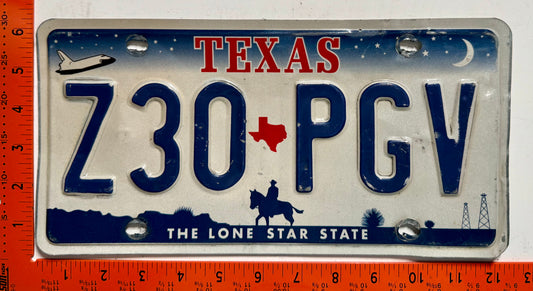 undated Texas #Z30 PGV Passenger License Plate